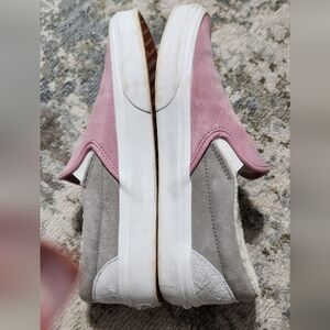 Vans Soft Pink/Gray Suede Slip-On Sneakers, 7.5M/9W